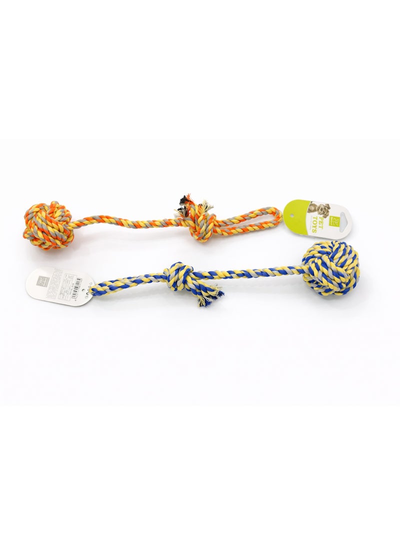 لعبة حبل للكلاب مع كرات معقودة، ألوان متنوعة، حبل قطني متين